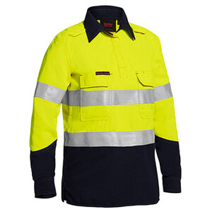 Womens TenCate Tecasafe® Plus Taped Two Tone Hi Vis FR Closed Front Shirt With Concealed Front Placket- Long Sleeve