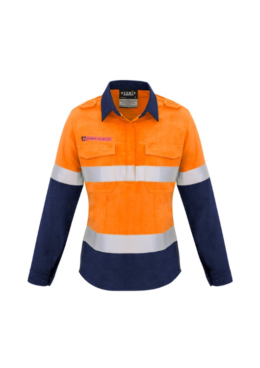 SYZMIK Womens FR Closed Front Hooped Taped Spliced Shirt ZW131 MENS WORKWEAR - Picture 6 of 18