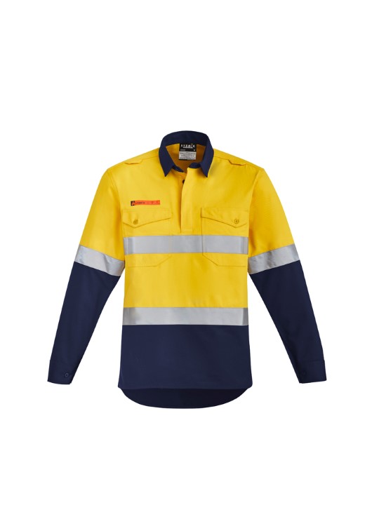 SYZMIK Mens Orange Flame HRC 2 Hoop Taped Closed Front Spliced Shirt ZW143 MENS - Picture 12 of 18
