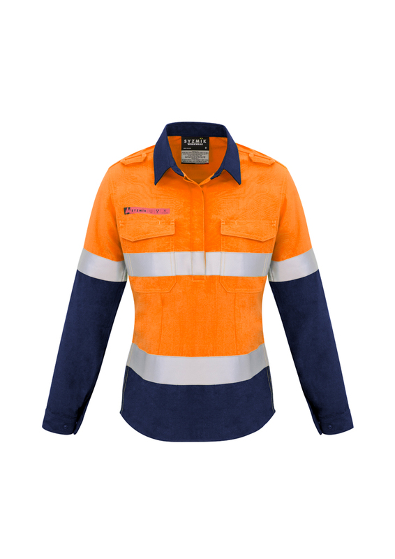 SYZMIK Womens FR Closed Front Hooped Taped Spliced Shirt ZW131 MENS WORKWEAR - Picture 3 of 18