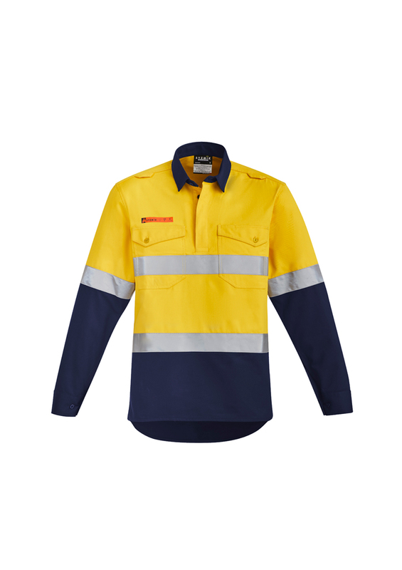 SYZMIK Mens Orange Flame HRC 2 Hoop Taped Closed Front Spliced Shirt ZW143 MENS - Picture 15 of 18