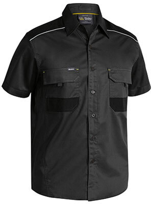 Bisley BS1133 Flex & Move Short Sleeve Work Shirt – Mechanical Stretch – Men’s – Khaki/Black/Charcoal
