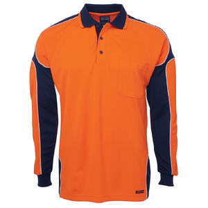 JB's HV 4602.1 L/S ARM PANEL POLO   ORANGE/NAVY-5XL 6AP4L