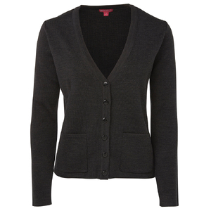 JB's LADIES KNITTED CARDIGAN   CHARCOAL-24 6LC