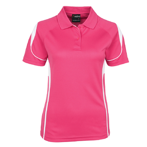 PDM LADIES BELL POLO HOT PINK/WHITE - 24