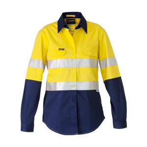 BISLEY  3M Taped 2 Tone Womens Hi Vis Industrial Cool Vent Shirt BL6448T