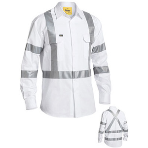 BISLEY  3M Taped White Drill Shirt BS6807T
