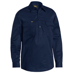 BISLEY  Closed Front Cotton Light Weight Drill Shirt - Long Sleeve BSC6820
