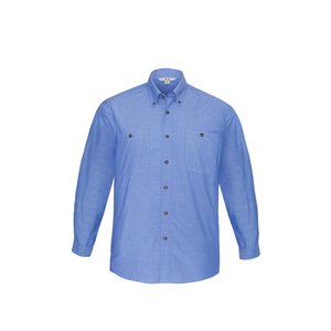 BIZ COLLECTION Mens Wrinkle Free Chambray Long Sleeve Shirt SH112