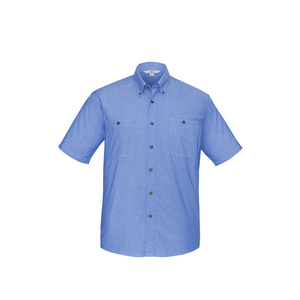 BIZ COLLECTION Mens Wrinkle Free Chambray Short Sleeve Shirt SH113